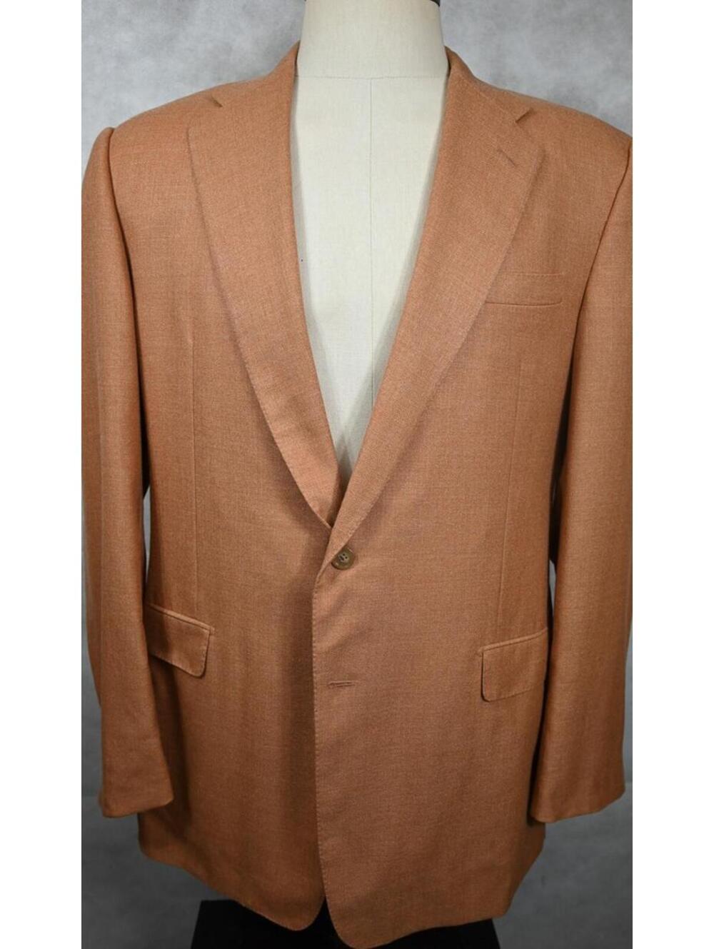 Hickey Freeman Silk & Wool Cinnamon Sport Coat Blazer Nieman 46L Athletic Fit